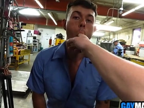 Piping hot guys 3some fucking in the workshop new gay sex videos asian