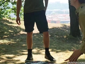 Camp Site Outdoor Bareback Triple Spit Roast superannuated gay making love videos asian