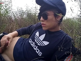 Cute joyful Asian twink Jon Arteen speaks French, masturbates his smooth penis in the rain, lubricated with his saliva, moans, ejaculates sticky cum on his fingers asian blued joyful sex videos