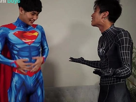 Superman x Spiderman - Lycra Superhero Costumes boy blissful sex videos asian